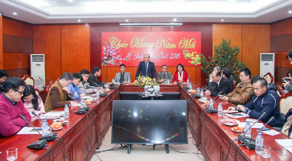 Quang cảnh buổi gặp mặt báo chí nhân dịp Xuân Mậu Tuất 2018